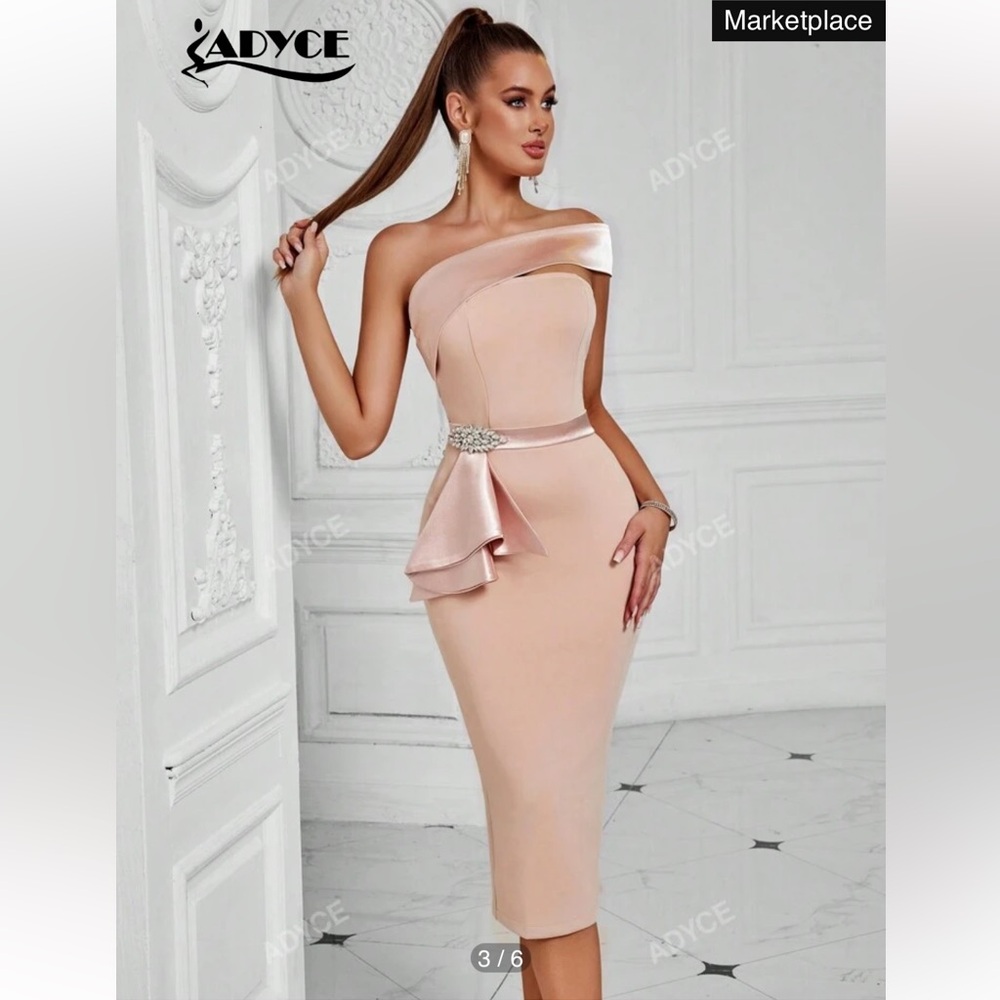 Elegant One-Shoulder Pink Dress
